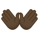 Open Hands Emoji with Dark Skin Tone, Emoji One style
