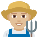Man Farmer Emoji with Medium-Light Skin Tone, Emoji One style