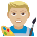 Man Artist Emoji with Medium-Light Skin Tone, Emoji One style