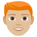 Man: Medium-Light Skin Tone, Red Hair, Emoji One style