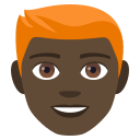 Man: Dark Skin Tone, Red Hair, Emoji One style