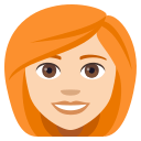 Woman: Light Skin Tone, Red Hair, Emoji One style