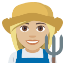 Woman Farmer Emoji with Medium-Light Skin Tone, Emoji One style