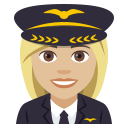 Woman Pilot Emoji with Medium-Light Skin Tone, Emoji One style