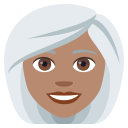 Woman: Medium Skin Tone, White Hair, Emoji One style