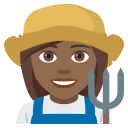 Woman Farmer Emoji with Medium-Dark Skin Tone, Emoji One style