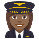 Woman Pilot Emoji with Medium-Dark Skin Tone, Emoji One style