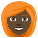 Woman: Dark Skin Tone, Red Hair, Emoji One style