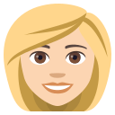 Woman: Light Skin Tone, Blond Hair, Emoji One style