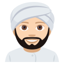 Man Wearing Turban Emoji with Light Skin Tone, Emoji One style