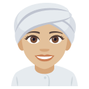Woman Wearing Turban Emoji with Medium-Light Skin Tone, Emoji One style