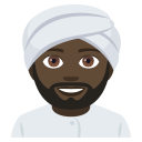 Man Wearing Turban Emoji with Dark Skin Tone, Emoji One style