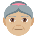 Old Woman Emoji with Medium-Light Skin Tone, Emoji One style