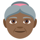 Old Woman Emoji with Medium-Dark Skin Tone, Emoji One style