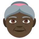 Old Woman Emoji with Dark Skin Tone, Emoji One style