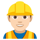 Man Construction Worker Emoji with Light Skin Tone, Emoji One style
