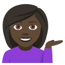 Woman Tipping Hand Emoji with Dark Skin Tone, Emoji One style