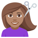 Woman Getting Haircut Emoji with Medium Skin Tone, Emoji One style