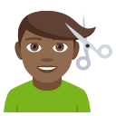 Man Getting Haircut Emoji with Medium-Dark Skin Tone, Emoji One style