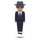 Man in Suit Levitating Emoji with Medium Skin Tone, Emoji One style