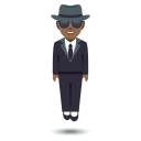Man in Suit Levitating Emoji with Medium-Dark Skin Tone, Emoji One style