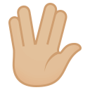 Vulcan Salute Emoji with Medium-Light Skin Tone, Emoji One style
