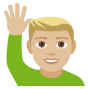 Man Raising Hand Emoji with Medium-Light Skin Tone, Emoji One style