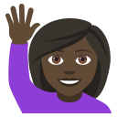 Person Raising Hand Emoji with Dark Skin Tone, Emoji One style
