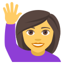 Woman Raising Hand Emoji, Emoji One style