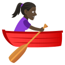 Woman Rowing Boat Emoji with Dark Skin Tone, Emoji One style