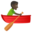 Man Rowing Boat Emoji with Dark Skin Tone, Emoji One style