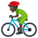 Man Biking Emoji with Dark Skin Tone, Emoji One style