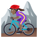Woman Mountain Biking Emoji with Medium-Dark Skin Tone, Emoji One style