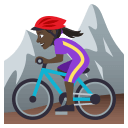Woman Mountain Biking Emoji with Dark Skin Tone, Emoji One style
