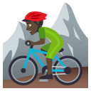 Man Mountain Biking Emoji with Dark Skin Tone, Emoji One style