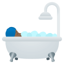 Person Taking Bath Emoji with Medium-Dark Skin Tone, Emoji One style