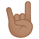 Sign of the Horns Emoji with Medium Skin Tone, Emoji One style