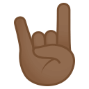 Sign of the Horns Emoji with Medium-Dark Skin Tone, Emoji One style