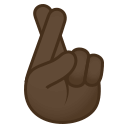 Crossed Fingers Emoji with Dark Skin Tone, Emoji One style
