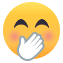Face with Hand Over Mouth Emoji, Emoji One style