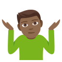 Man Shrugging Emoji with Medium-Dark Skin Tone, Emoji One style