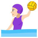 Woman Playing Water Polo Emoji with Light Skin Tone, Emoji One style