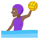 Woman Playing Water Polo Emoji with Medium-Dark Skin Tone, Emoji One style