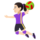 Woman Playing Handball Emoji with Light Skin Tone, Emoji One style