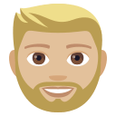 Man: Medium-Light Skin Tone, Beard, Emoji One style