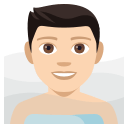 Man in Steamy Room Emoji with Light Skin Tone, Emoji One style