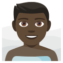 Man in Steamy Room Emoji with Dark Skin Tone, Emoji One style