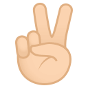Victory Hand Emoji with Light Skin Tone, Emoji One style