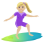 Woman surfing: medium-light skin tone :woman_surfing_tone2: ððŒââïž