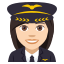 Woman pilot: light skin tone :woman_pilot_tone1: ð©ð»ââïž